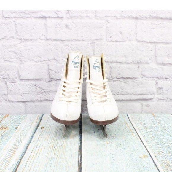 Glacier 120 by Jackson White Leather Lace up Figure Ice Skates Size US 2 - Picture 4 of 10